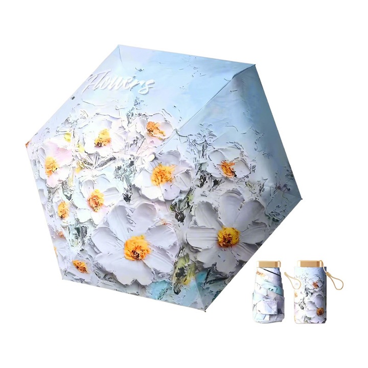 Umbrela pliabila de soare, 90cm, design portabil, rezistent la vant, pentru 1-2 persoane, multicolor