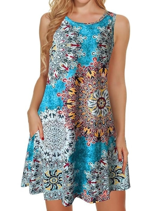 Rochie de plaja Ronyes, imprimata, multicolora, Multicolor