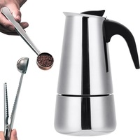 Set Espressor de cafea pentru aragaz, 600 ml + Lingura masuratoare cafea cu clips, Otel inoxidabil, Inox