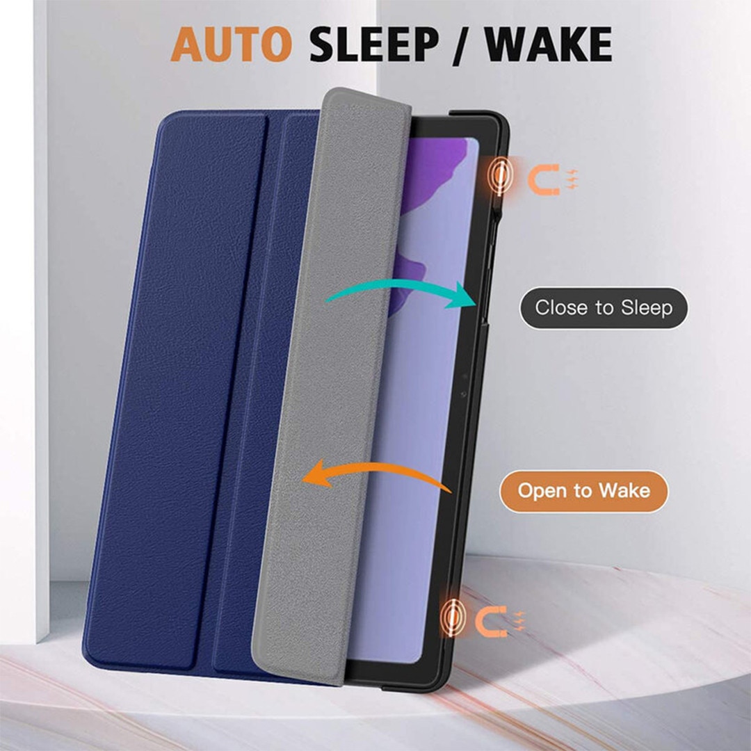 Husa tableta din piele compatibila cu Samsung Samsung Galaxy Tab S6 Lite P610/P615, Protectie Completa, Functie de Stand, Optim Technology, Albastru