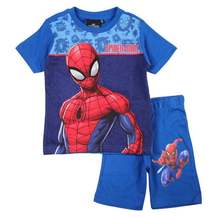 Pijamale copii cu maneca scurta, 100% bumbac, multicolor, Happy Days, Spiderman, Multicolor