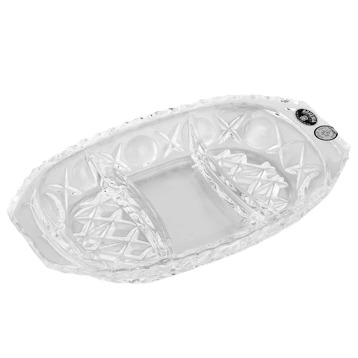 Platou compartimentat cristal Bohemia 21.5cm