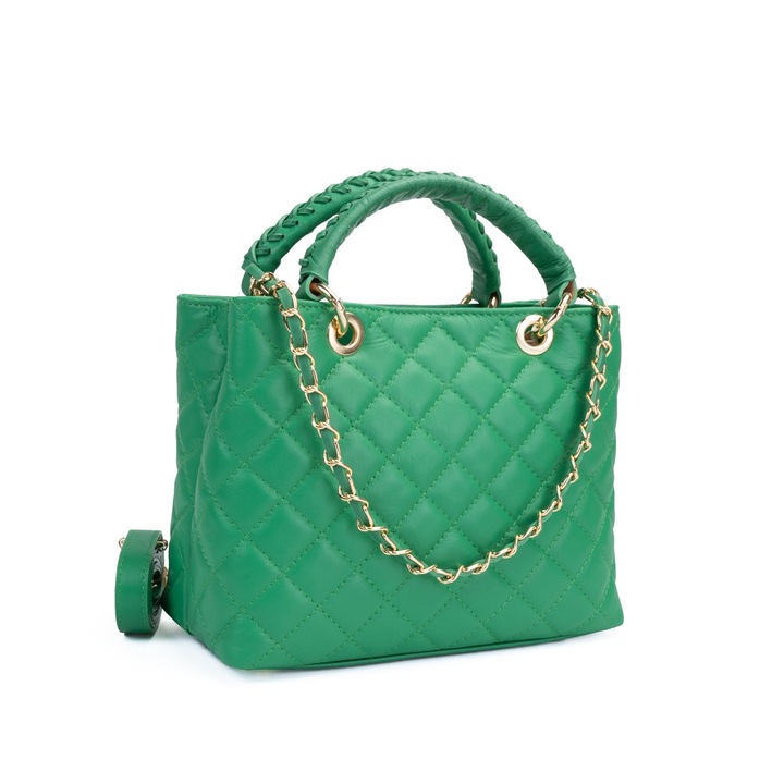 Poseta Piele Mini Georgie - Verde, Geanta Office din Piele Naturala, Geanta, Genti