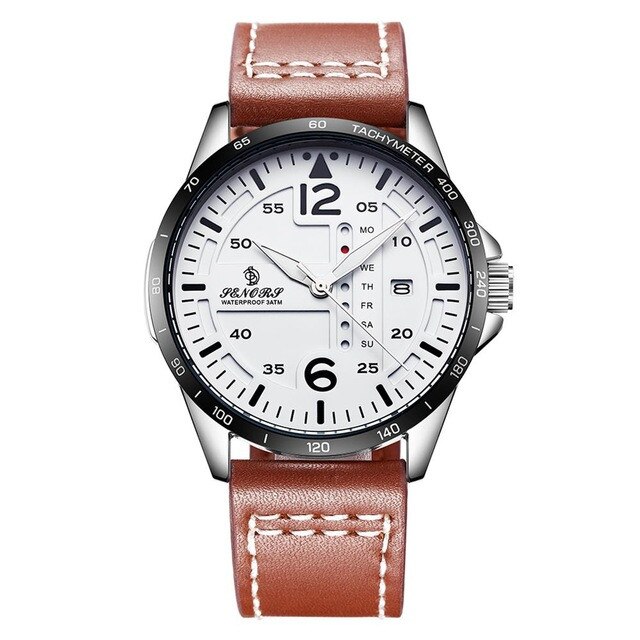 Ceas pentru barbati, cu mecanism quartz si display analog, Senors Brand, Curea Maro