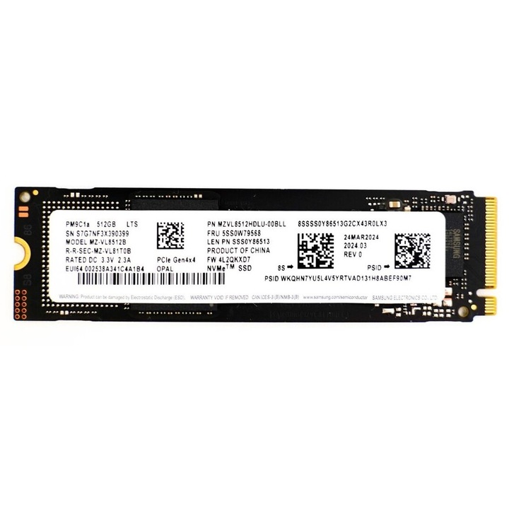 SSD Samsung PM9C1a 512GB, PCIe 4.0x4, NVMe, формат M.2 2280, скорост на четене/запис 6000/5600 MB/s, bulk