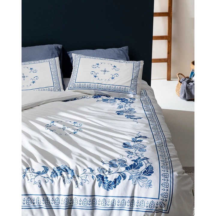 Комплект спално бельо, Madame Coco, 2 калъфа за завивки, 1 чаршаф, 2 калъфки за възглавници, син, 160x220см, 240x260см, 50x70см