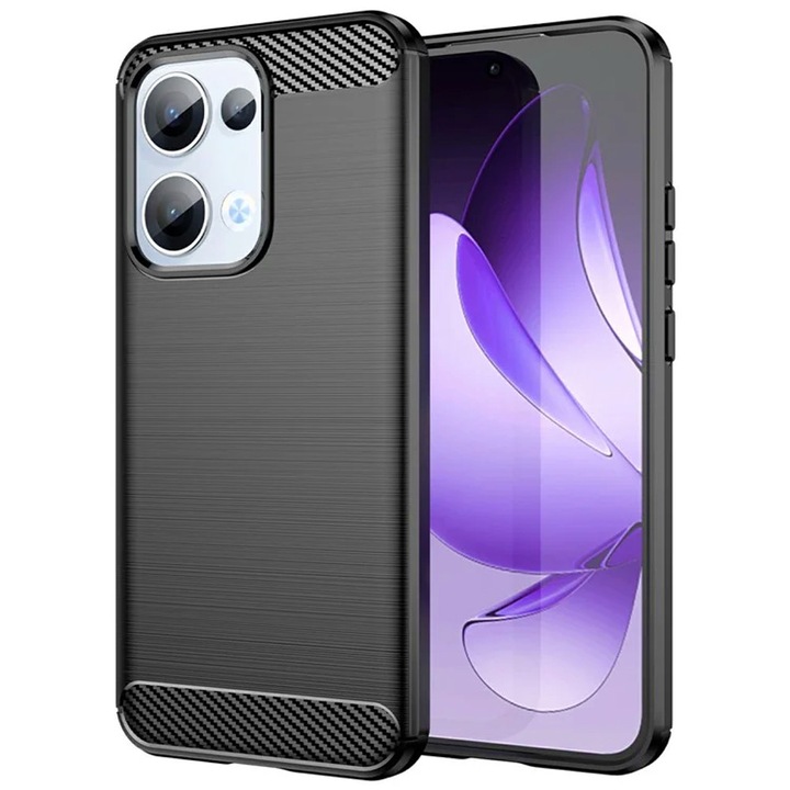 Husa Carbon Resistance pentru Oppo Reno13, OPTIM SOLUTION, Optimizare Anti-Soc, Long Term Case, Negru