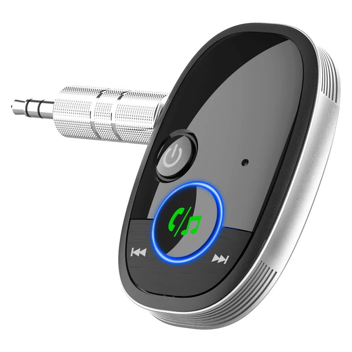 Bluetooth адаптер, хендсфри, аудио приемник 5.0 с функция за автомобилен предавател за всеки тип кола, 3, 5 mm жак, черен цвят