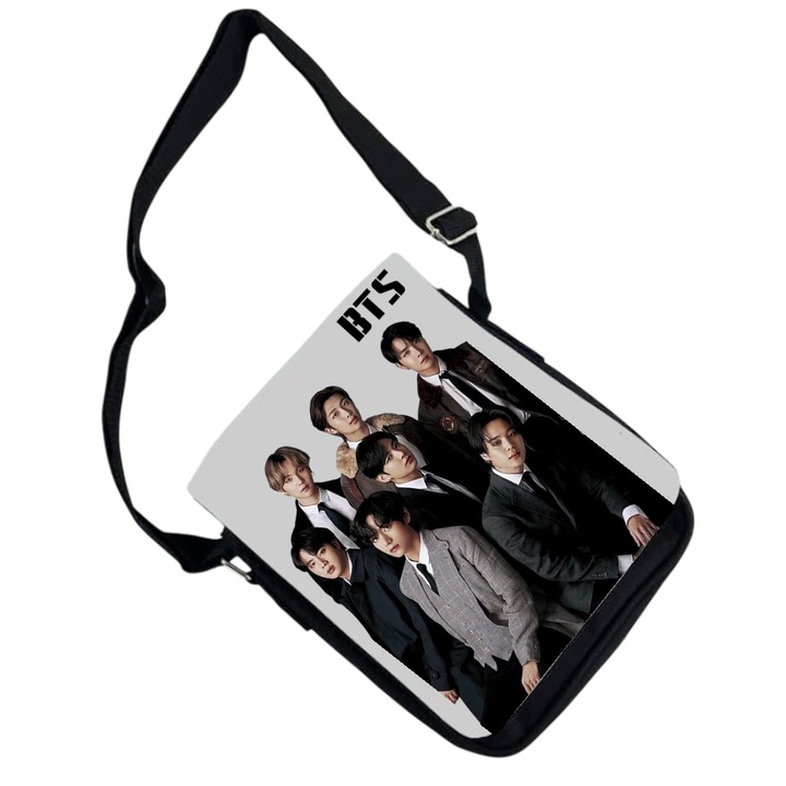 Személyre szabott bts kpop army táska, fekete, 18x20x6 cm