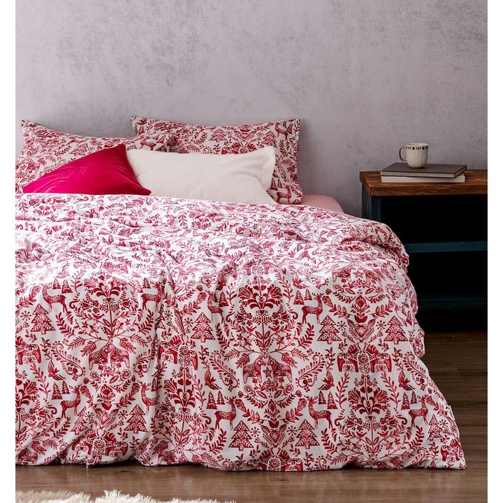 Madame Coco Edmon dupla paplanhuzat-garnitúra, pamut flanel, piros, 200x220cm