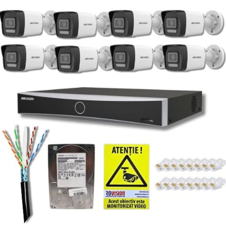 Kit Supraveghere, 8 Camere, 5MP, Viziune Nocturna, 260x245x47mm