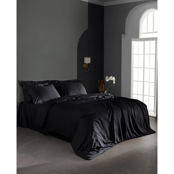 4 darabos ágyneműgarnitúra, Madame Coco, bambusz-pamut, fekete, 200x220cm
