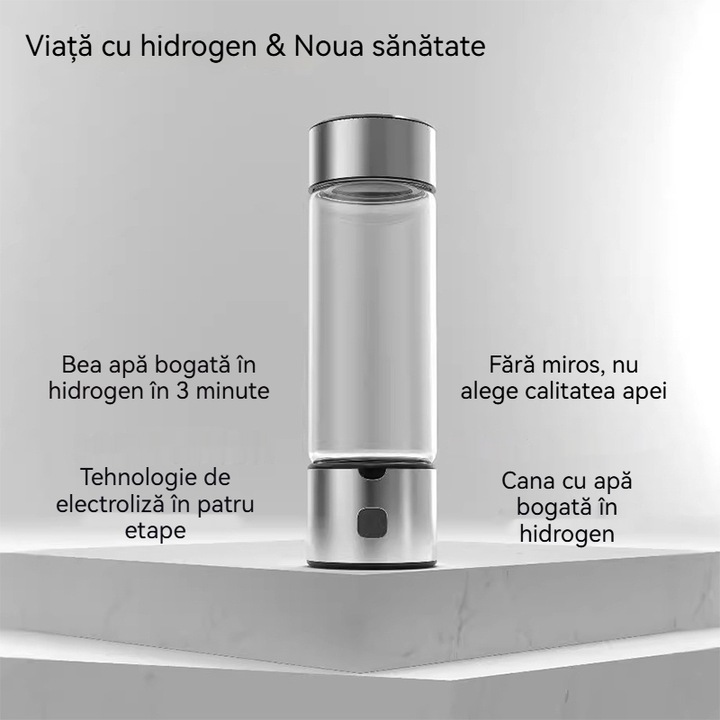 Бутилка за генератор на водородна вода Fudisenn, 460 мл, сребриста, преносима, 700 mAh, 1300-1600 ppb