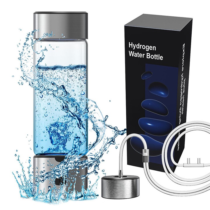 Бутилка за генератор на водородна вода Fudisenn, 460 мл, сребриста, преносима, 700 mAh, 1300-1600 ppb