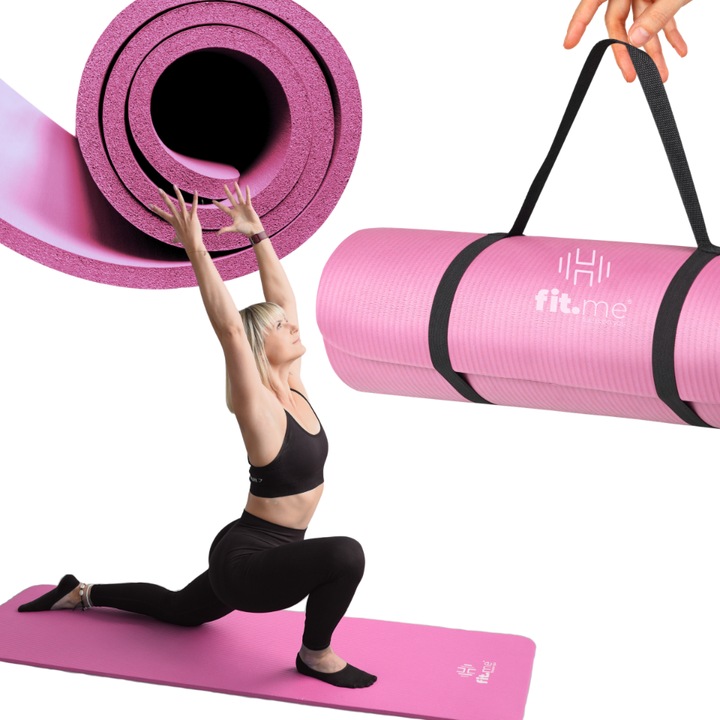 Saltea yoga Fit.Me NBR, 1.5cm, antiderapanta, roz