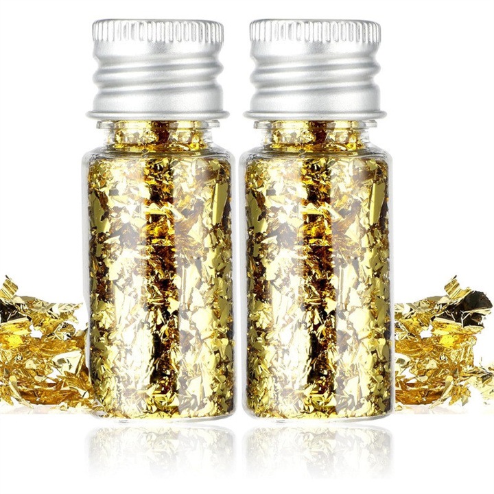 Set de hartie folie aurie (2 sticle), decorare tort, decorare desert, Fudisenn, decorare nail art, decorare petrecere, decorare scena, auriu
