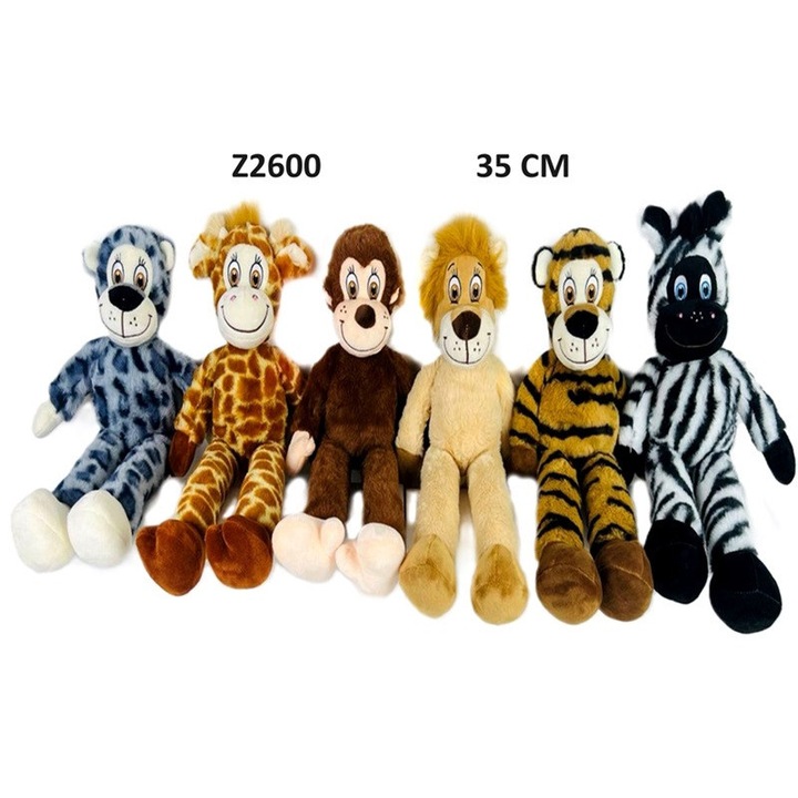 Set de jucarii de plus, 6 modele, 35cm, animale din jungla