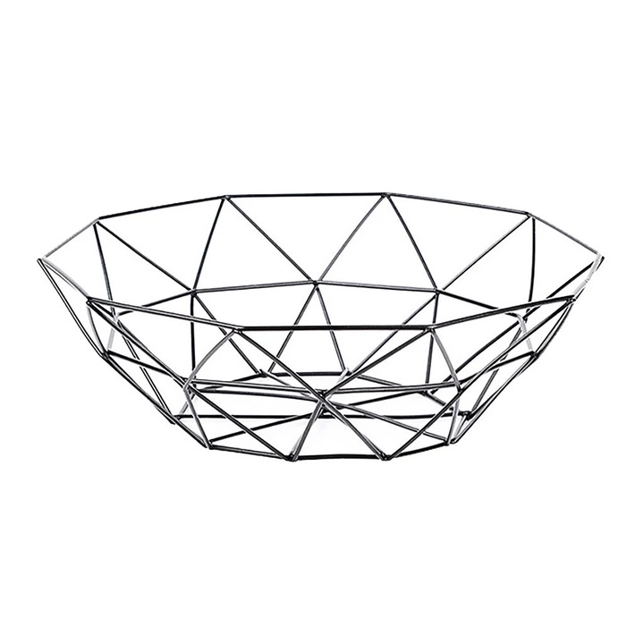 Bol fructe metalic YANYXR geometric negru auriu alb 26x27x8cm