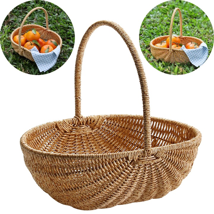 Cos picnic YANYXR pepene verde, capacitate mare, 29x22x15cm
