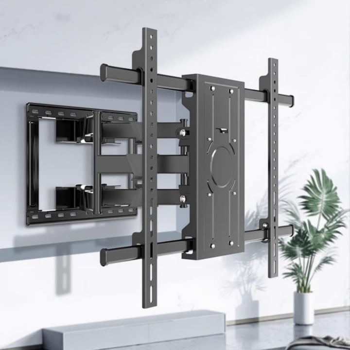 Suport TV, de perete, 75"-120", cu brat dublu robust, Full Motion, LED/LCD/PLASMA/CURVED, ecran curbat, ELDEPO®