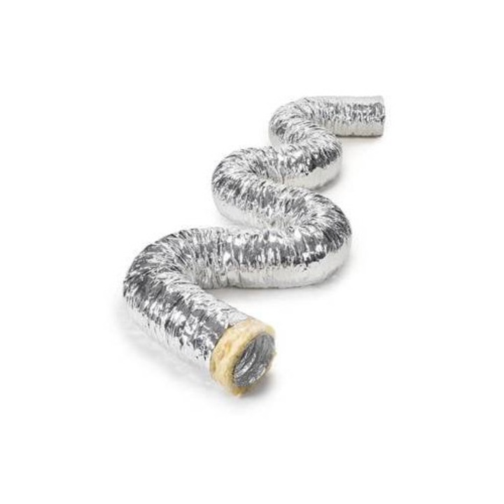 Conducta de ventilatie, Izolata, Diametru 125 mm, 5 m, Argintiu