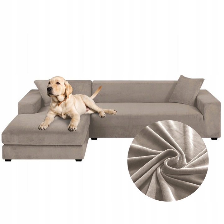 Калъф за диван, HomeDesign, Гъвкав, Идеален за хол, спалня, Лесен за почистване, Дебел и мек материал, Велур, 185 см, Бежов