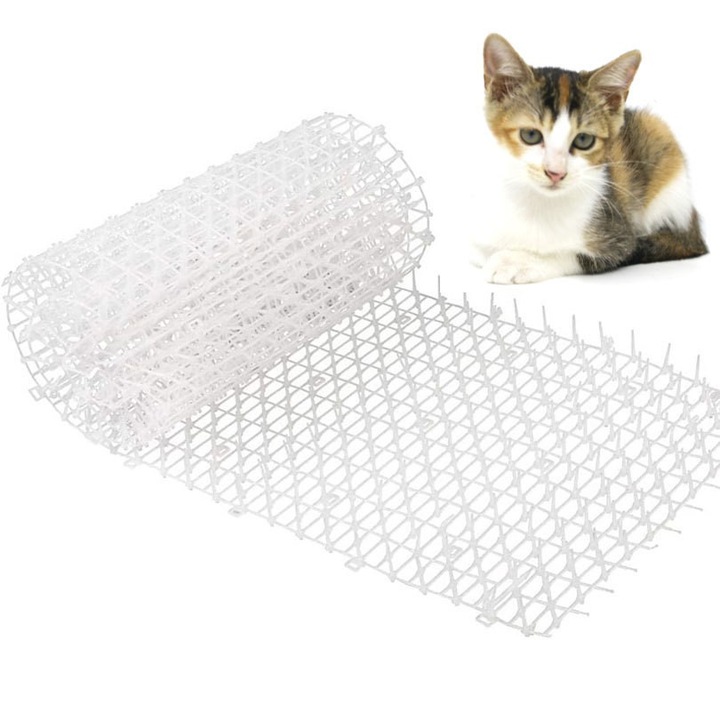 2 m-es tekercses kerti védőháló, állatvédő háló tüskékkel, 200 cm x 30 cm, fehér