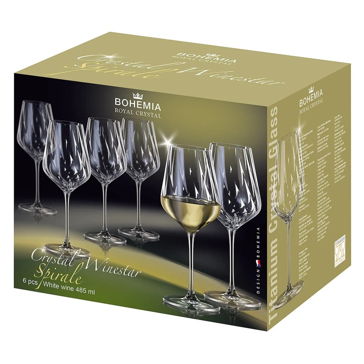 Set 6 pahare cristal Bohemia Winestar Spirale 485ml