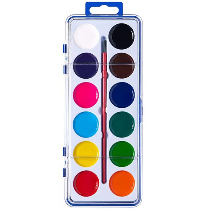 Set acuarele Supertina®, 12 culori, pensula inclusa, design portabil, dimensiuni 22x8.4cm