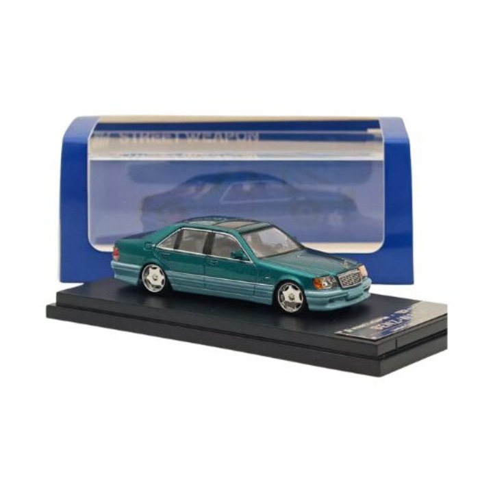 Mercedes-Benz W140 zöldszürke 1:64 Stance Hunter modellautó