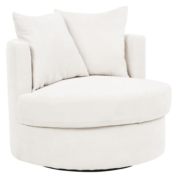 Fotoliu rotativ Beliani DALBY, 360°, bej deschis, 82x82x61 cm, cu 2 perne de sprijin