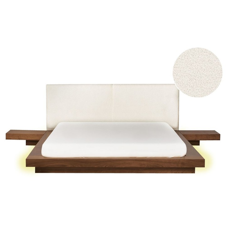 Pat cu LED Boucle ZEN 160 x 200 cm LED Frasin maro