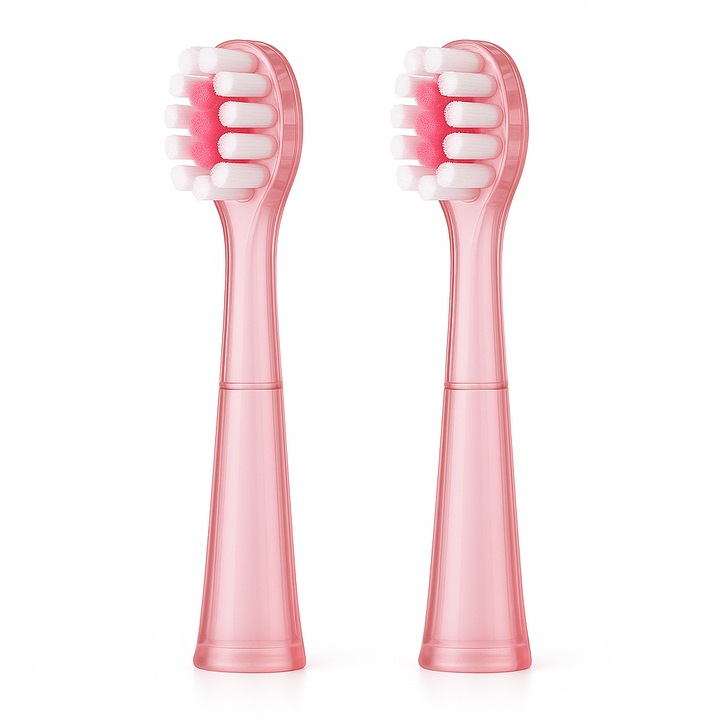 Set 2 Capete de Rezerva pentru Periuta de Dinti Electrica Copii Woya®, Compatibile cu Modelul ED716, Ultrasonica 24000 Vibratii/Minut, Design Sigur si Ergonomic, Ideal pentru Albire si Ingrijirea Gingiilor, Varsta 3+, Culoare Roz