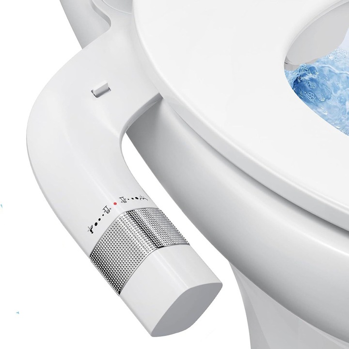 Самопочистваща се тоалетна с биде, контрол на налягането, регулируем ъгъл, за лична хигиена, с измиване, двойни дюзи, бяло