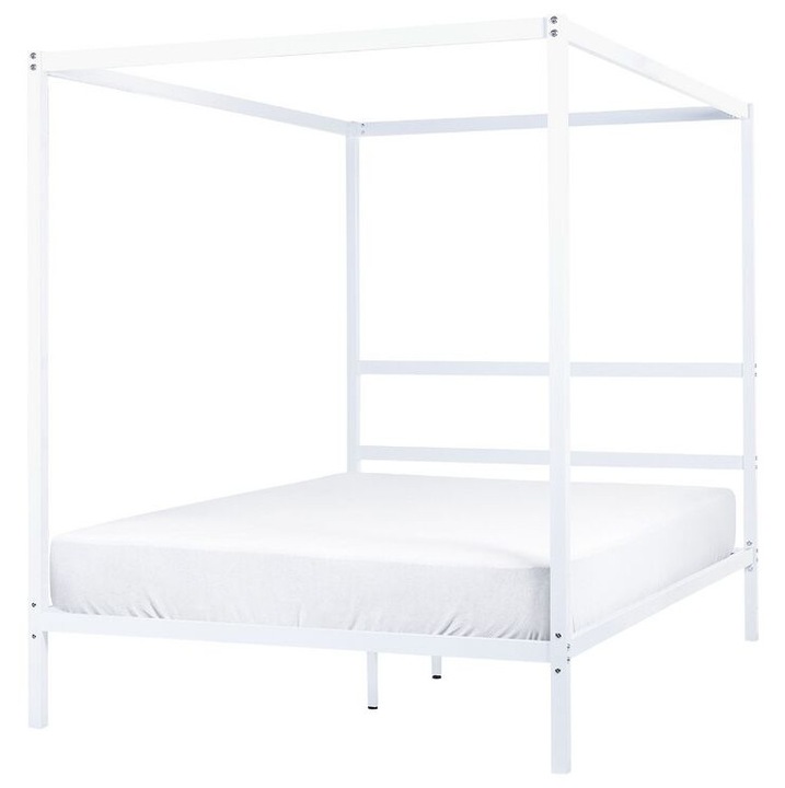 Pat cu baldachin Metal LESTARDS 140 x 200 cm Alb