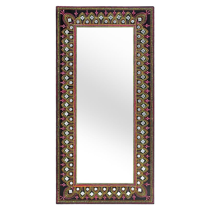 GINER Y COLOMER dekoratív tükör, 72x26cm, MDF, kézzel festett, vízszintes és függőleges elrendezésű