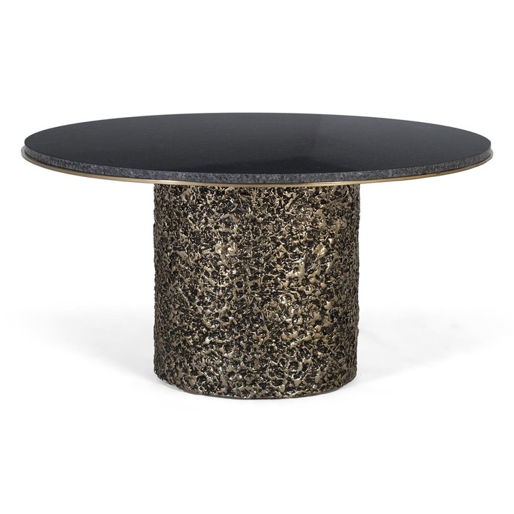 Централна маса, GINER Y COLOMER, мрамор, метал, сиво със златно, 45x87 см