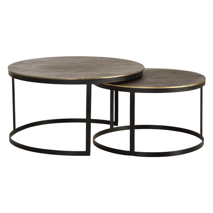 Set de 2 mese nido, GINER Y COLOMER, bronce, 46x76x76cm si 41x66x66cm