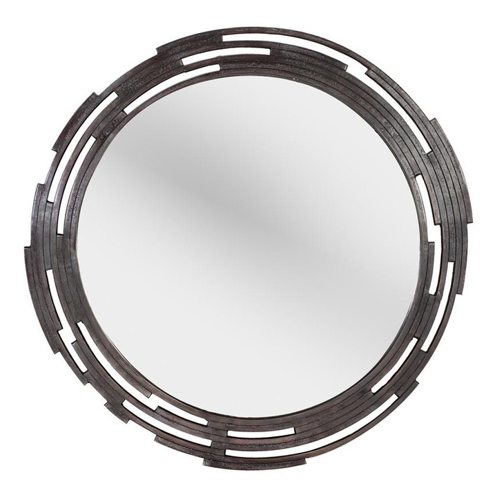 Kerek tükör fémkerettel, GINER Y COLOMER, antikolt bronz, kivágott dizájn