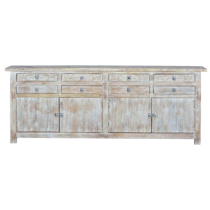 ГИНЕР И КОЛОМЕР бюфет, 8 чекмеджета, 4 врати, бял, 100x200x44см