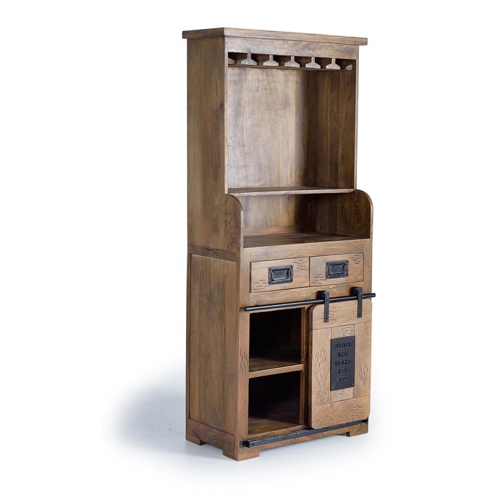 Държач за напитки GINER Y COLOMER, метал и дърво, 170x75x38 см, кафяв