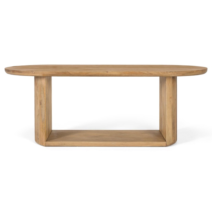 Овална маса GINER Y COLOMER от мангово дърво 210 см, елегантен дизайн, отворена основа