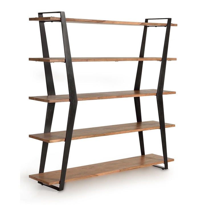 Рафт от акациево дърво и метал, GINER Y COLOMER, 178x178x40см, естествено и черно, необходим е монтаж