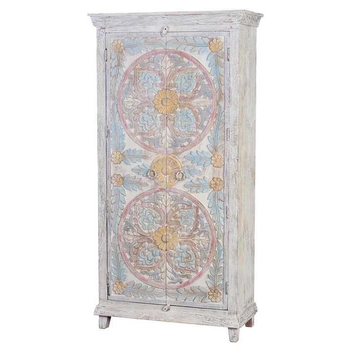 Dulap GINER Y COLOMER, 2 usi, 3 rafturi, pastel, 180x90x40cm