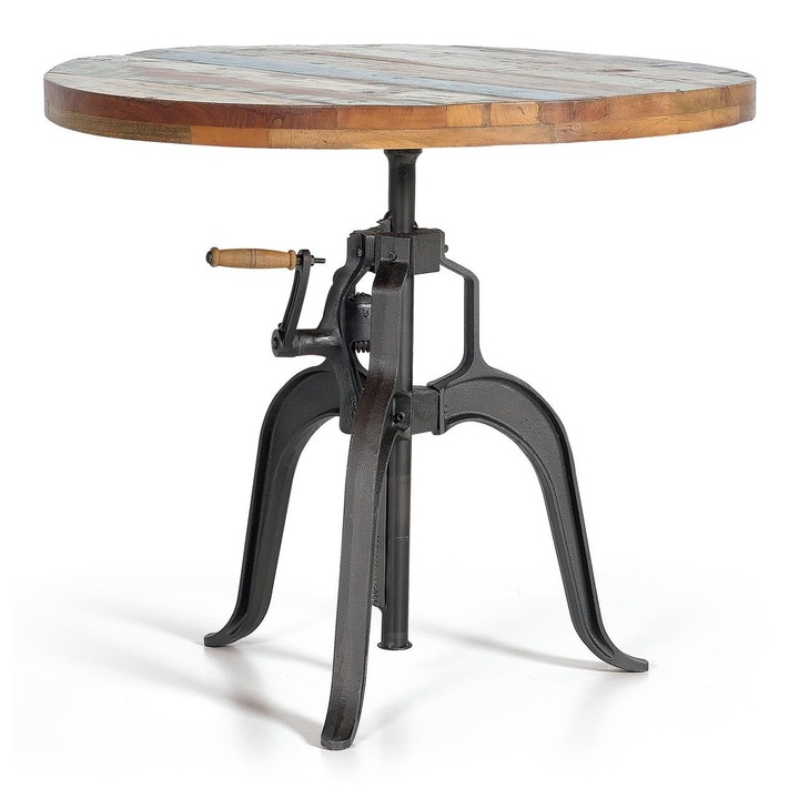 Трапезна маса, GINER Y COLOMER, естествено акациево дърво, черни метални крака, различни размери