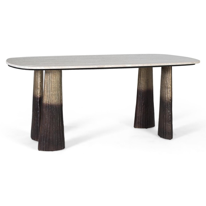 Трапезна маса GINER Y COLOMER, овална, мраморна, 180см, алуминиеви крака