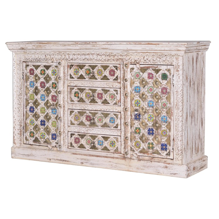 Comoda GINER Y COLOMER, 2 usi, 4 sertare, 95x150x45cm