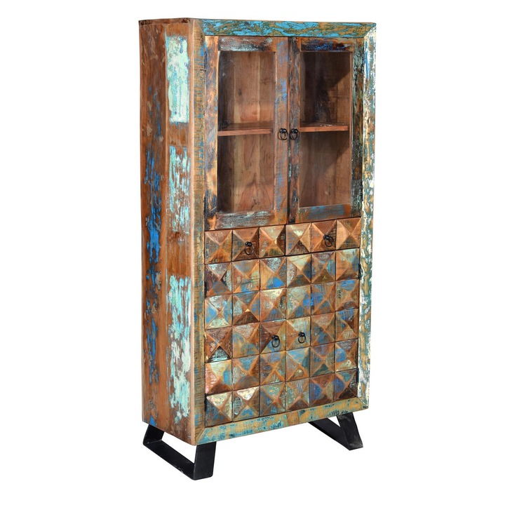 Рафт от рециклирано дърво GINER Y COLOMER, 4 врати, 2 чекмеджета, 180x90x40см