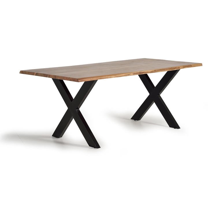 Трапезна маса, GINER Y COLOMER, естествено акациево дърво, метални крака, 78x240x100см