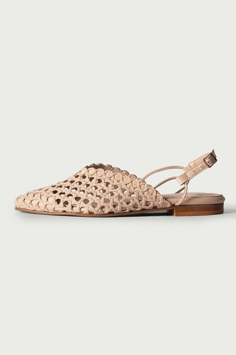 ALURA, Balerini slingback de piele cu perforatii Magda, Bej